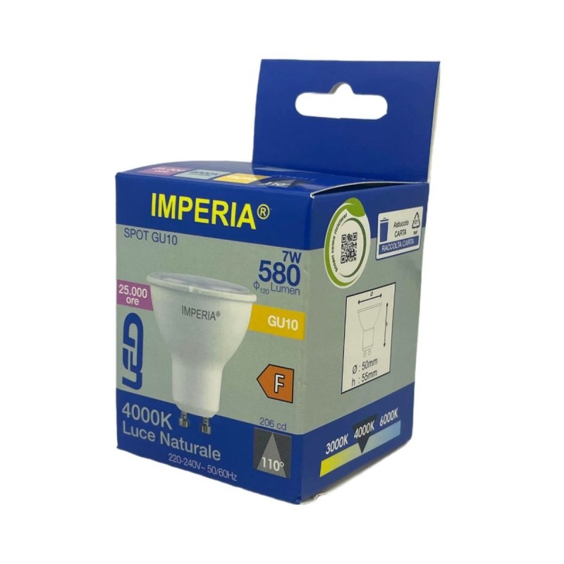 LAMPADINA GU10 A LED 7W 4000K 120°