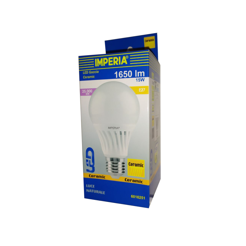 LAMPADINA GOCCIA LED CERAMICA 15W E27 4000K  25000h
