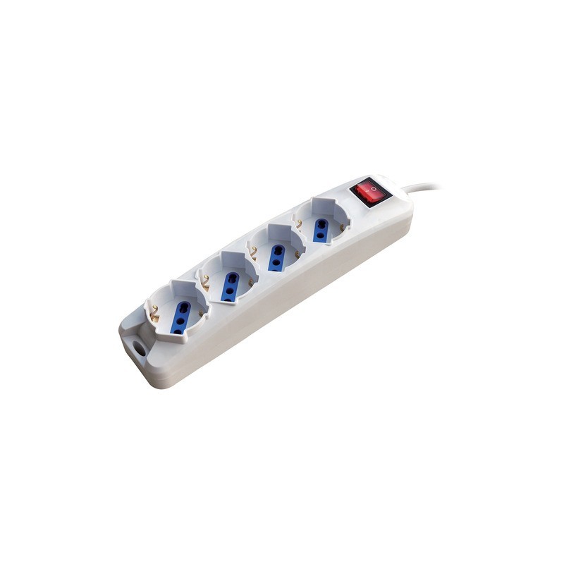 QUADRETTO 4 PRESE LINEARI PLURISTANDARD CON INTERRUTTORE