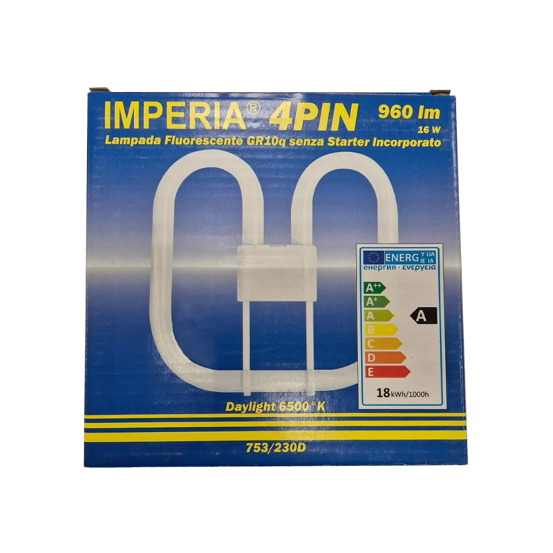 LAMPADINA FLUORESCENTE COMPATTA 2D 16W GR10q 4 PIN (arl3215)