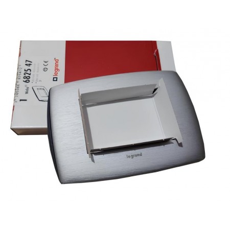 PLACCA 3 MODULI SERIE VELA ALLUMINIO STRIATO