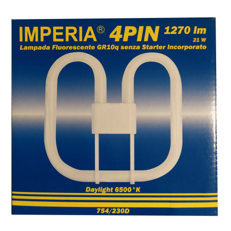 LAMPADA FLUORESCENTE COMPATTA 2D 4 PIN 21W Gr10q 6500K
