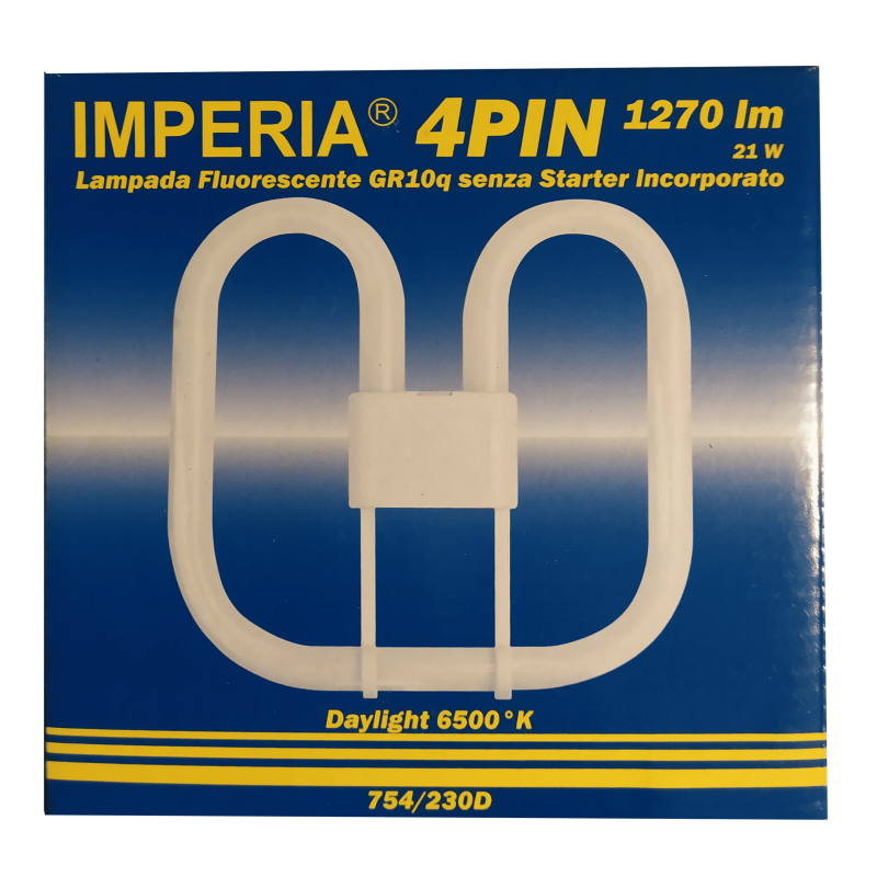 LAMPADA FLUORESCENTE COMPATTA 2D 4 PIN 21W Gr10q 6500K