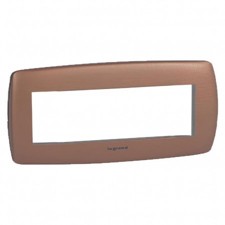 PLACCA 6 MODULI RAME STRIATO VELA TONDA IN METALLO